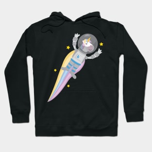 Space Unicorn Flying in the Galaxy of Stars in s Spacesuit. Funny cute design Hoodie